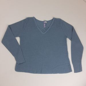 Francesca's Alya Blue Lattice Sweater Size M